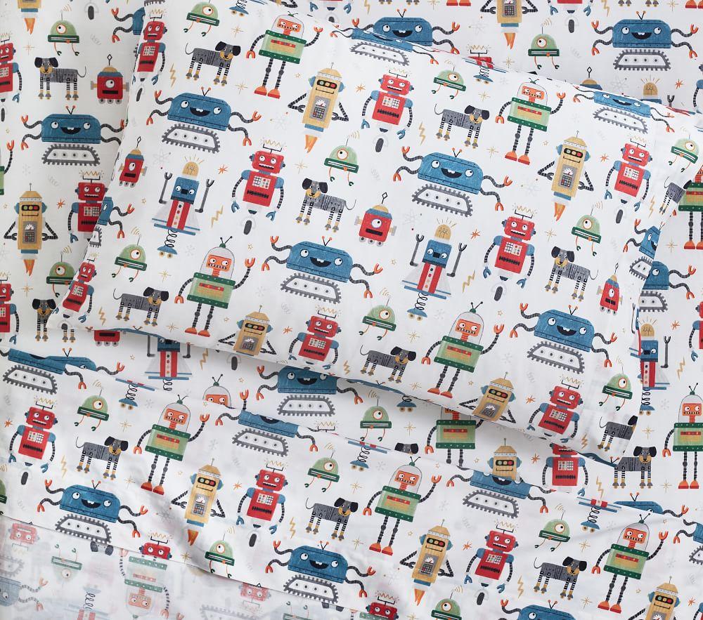 Organic Robot Squad Sheet Set & Pillowcases
